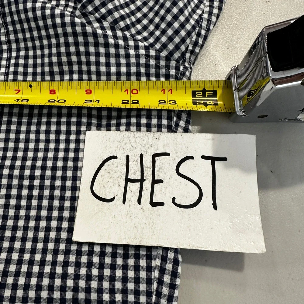 J Crew Flex Washed Slim Fit Gingham Shirt Mens XL Navy Blue White Long Sleeve‎